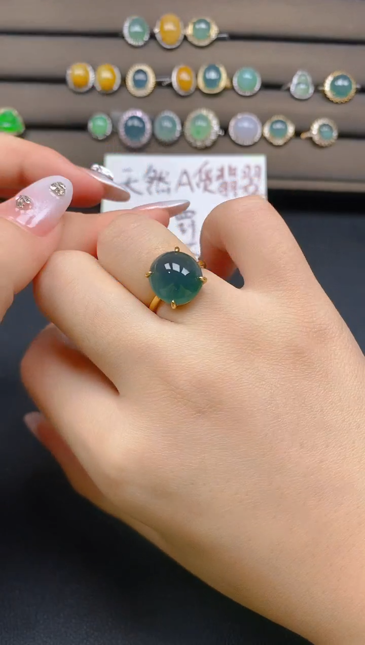 翡翠戒指银S925镶嵌19