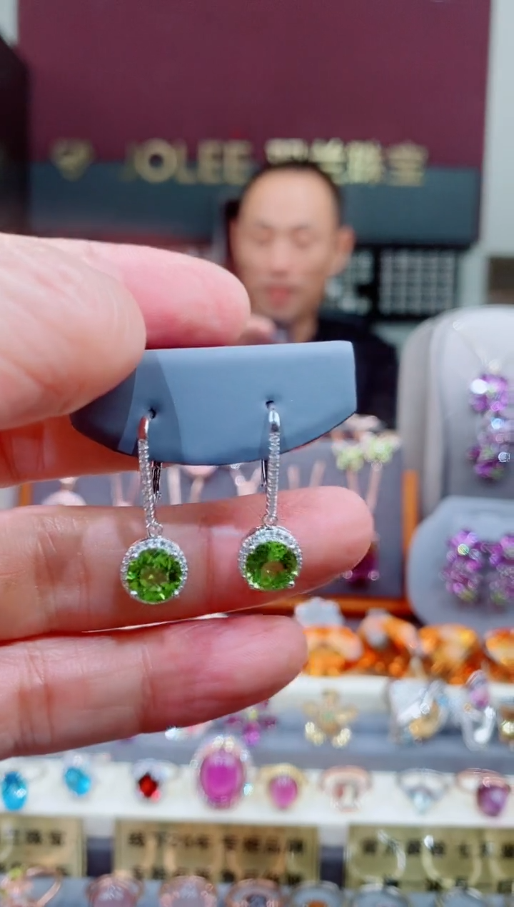 银S925镶嵌吊坠橄榄石橄榄石耳钉