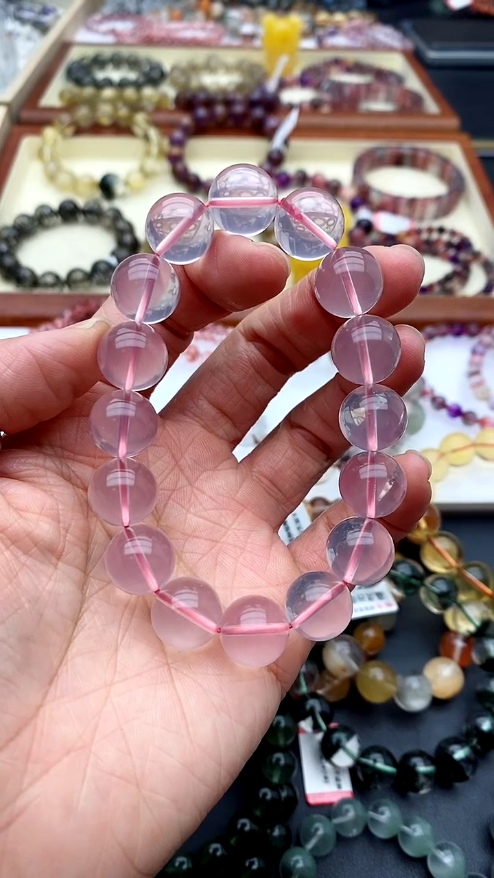 【闪购商品】芙蓉石手链未镶嵌莫桑比克粉水晶