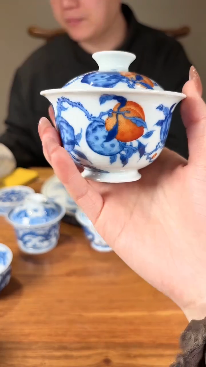 【闪购商品】杯望月怀古青花桃子