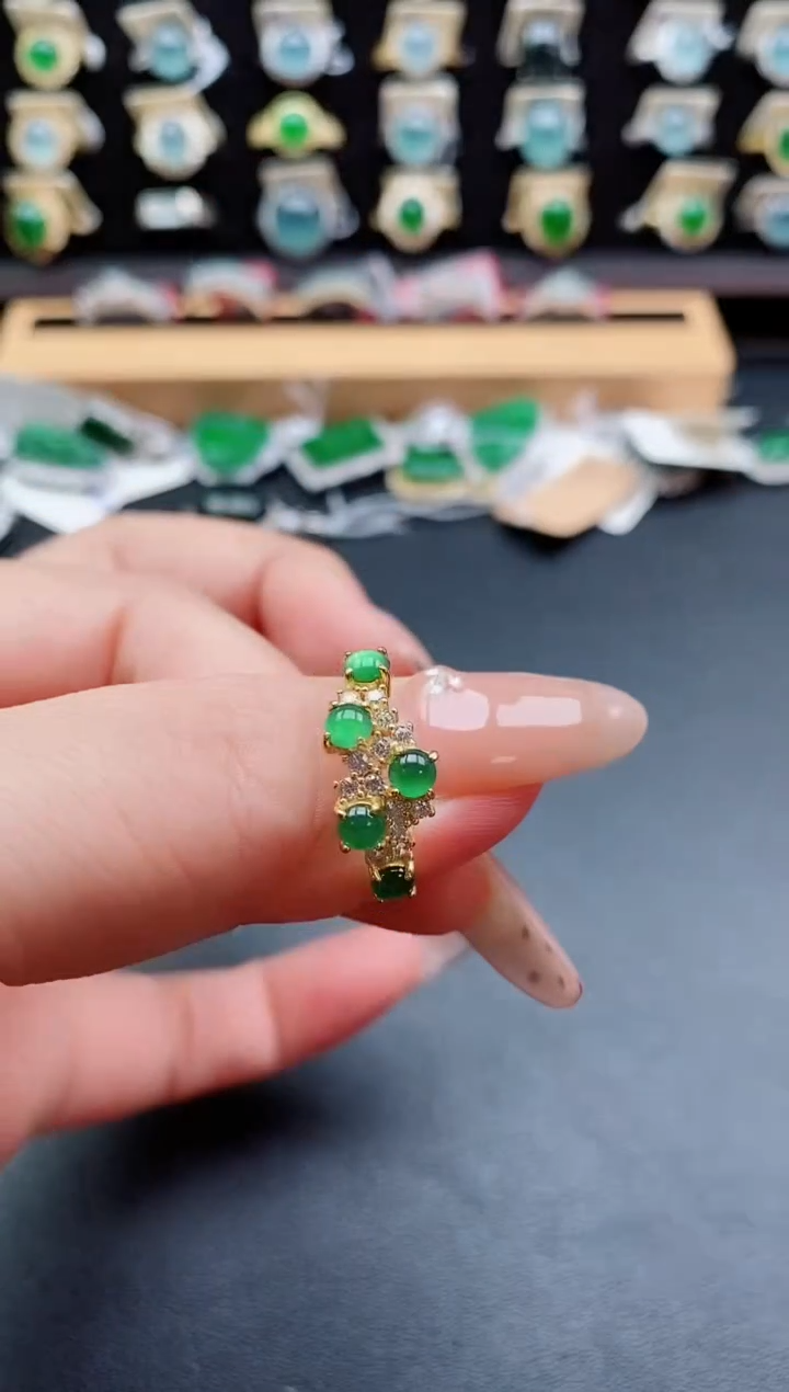 银S925镶嵌戒指翡翠1