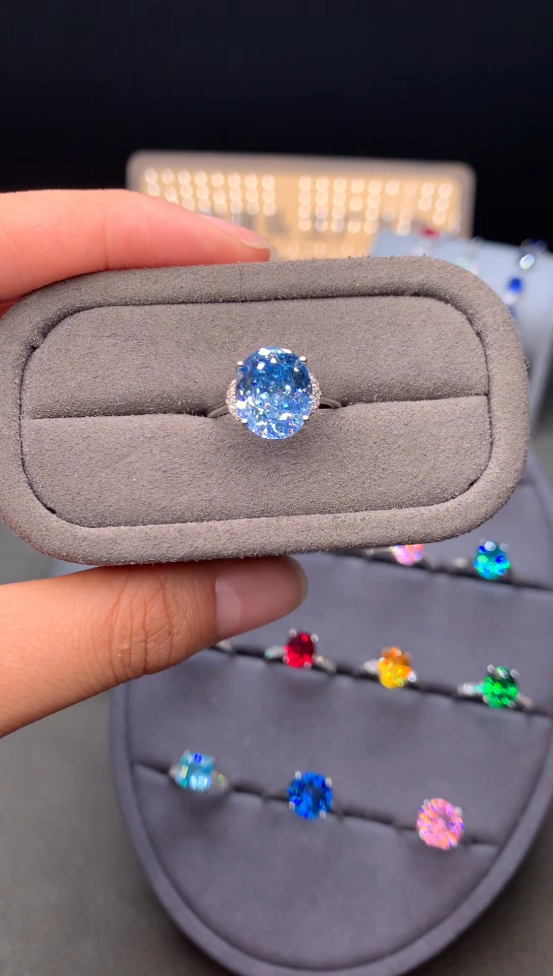 无925银圣玛丽亚色海蓝戒指