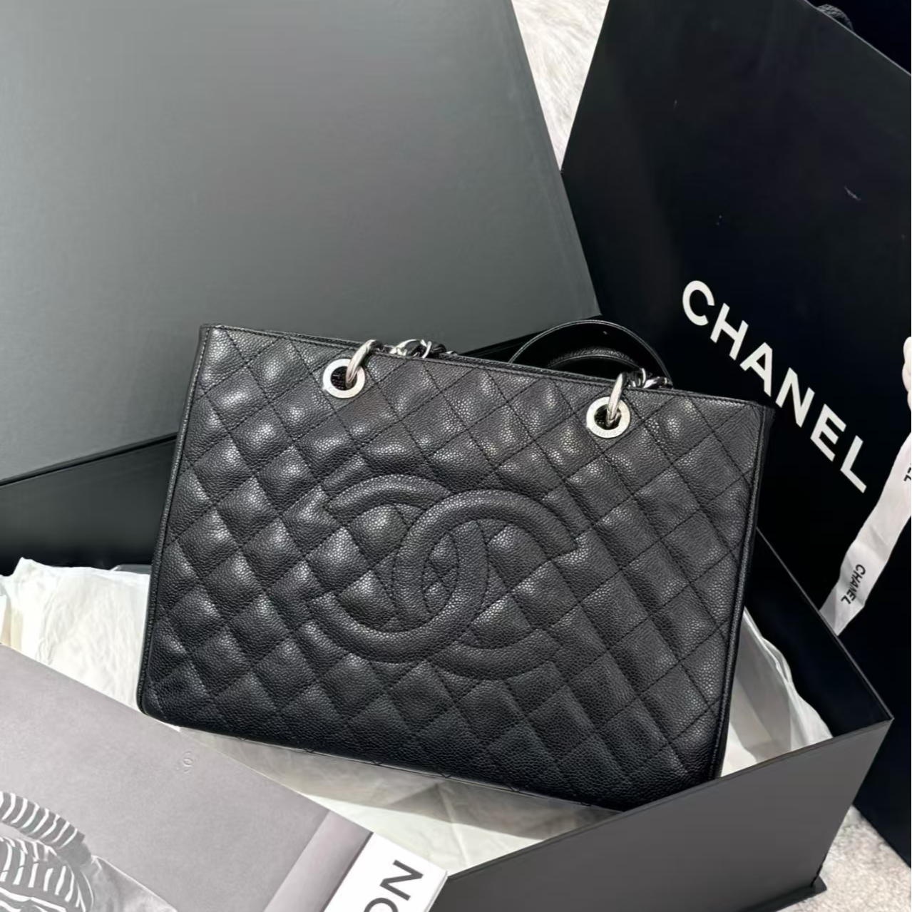 95新 Chanel/香奈儿 青奢荟/GST小香风单肩链条包/60580