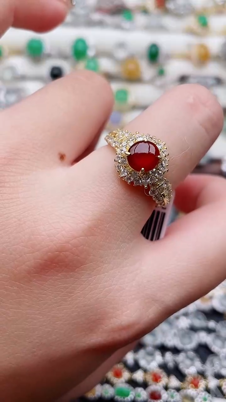 银S925镶嵌戒指翡翠113