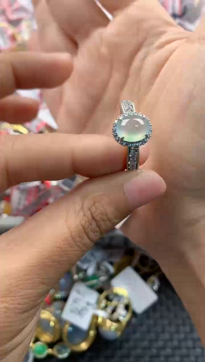 银S925镶嵌戒指翡翠333               1