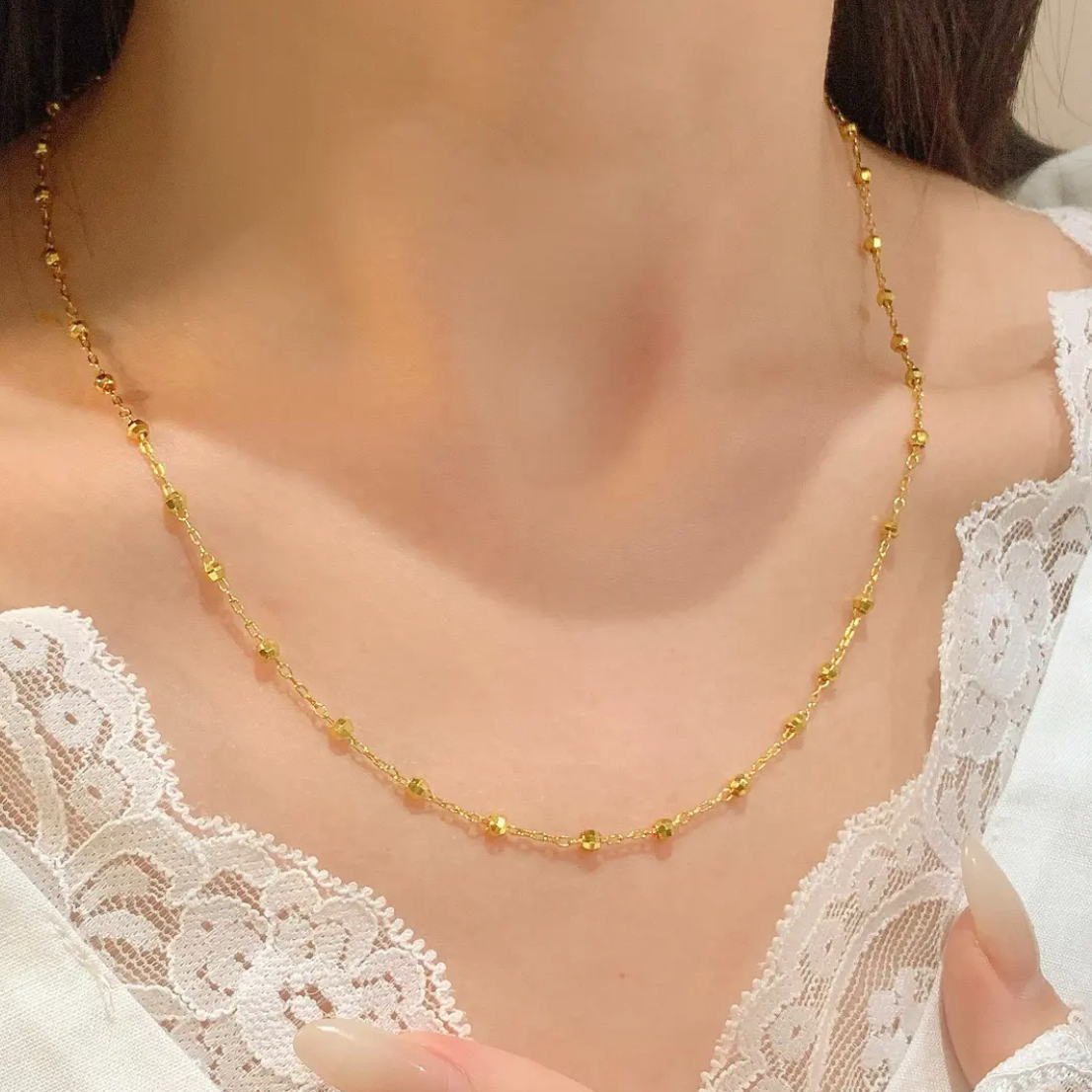 【水贝直发】999渡K爆闪蹦迪珠珠项链女款链条