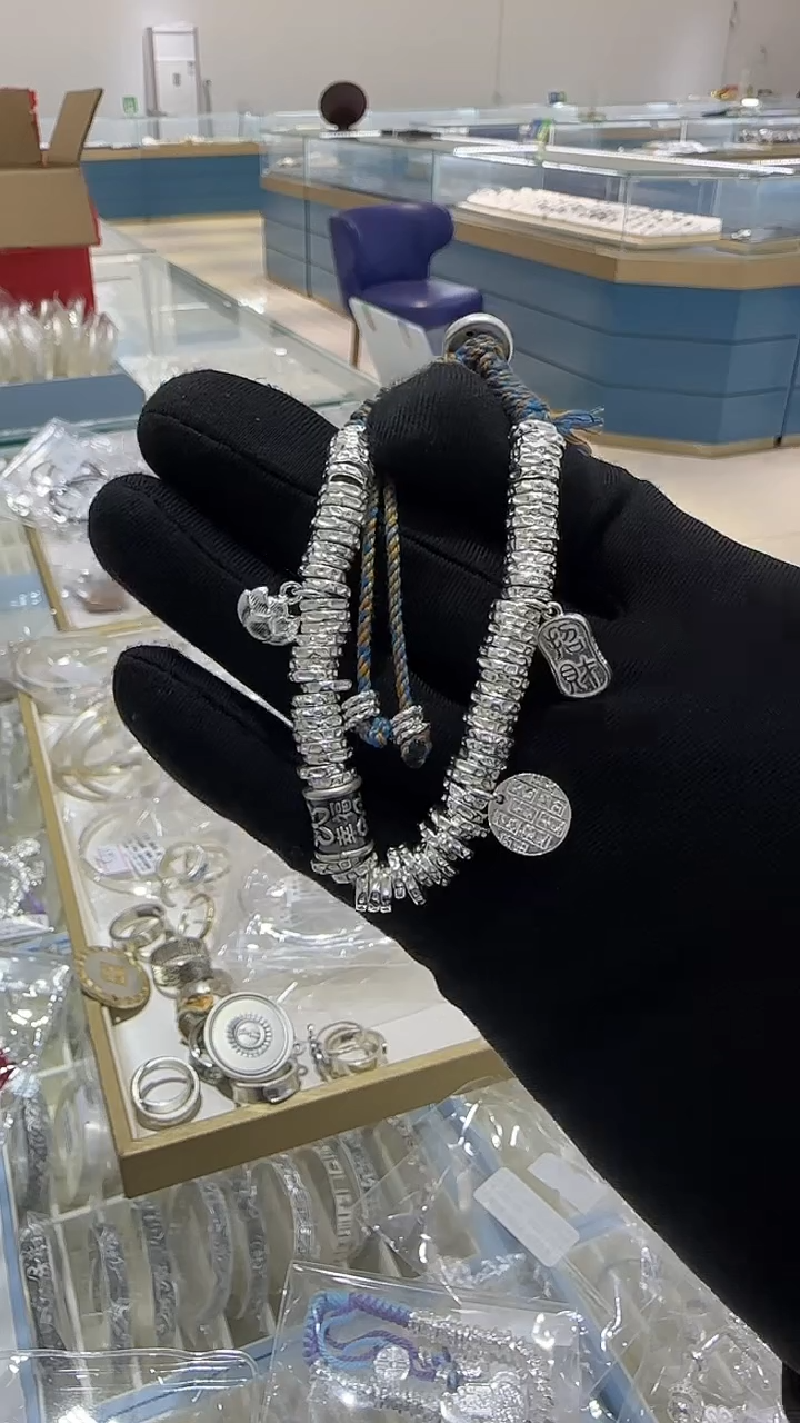 珐琅足银福利大盘缠手链