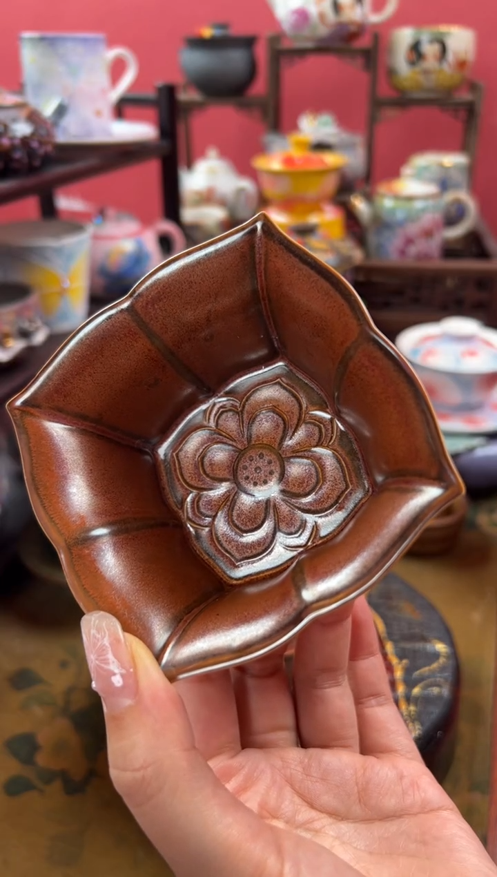 【闪购商品】红金釉清雅四方小碗碟