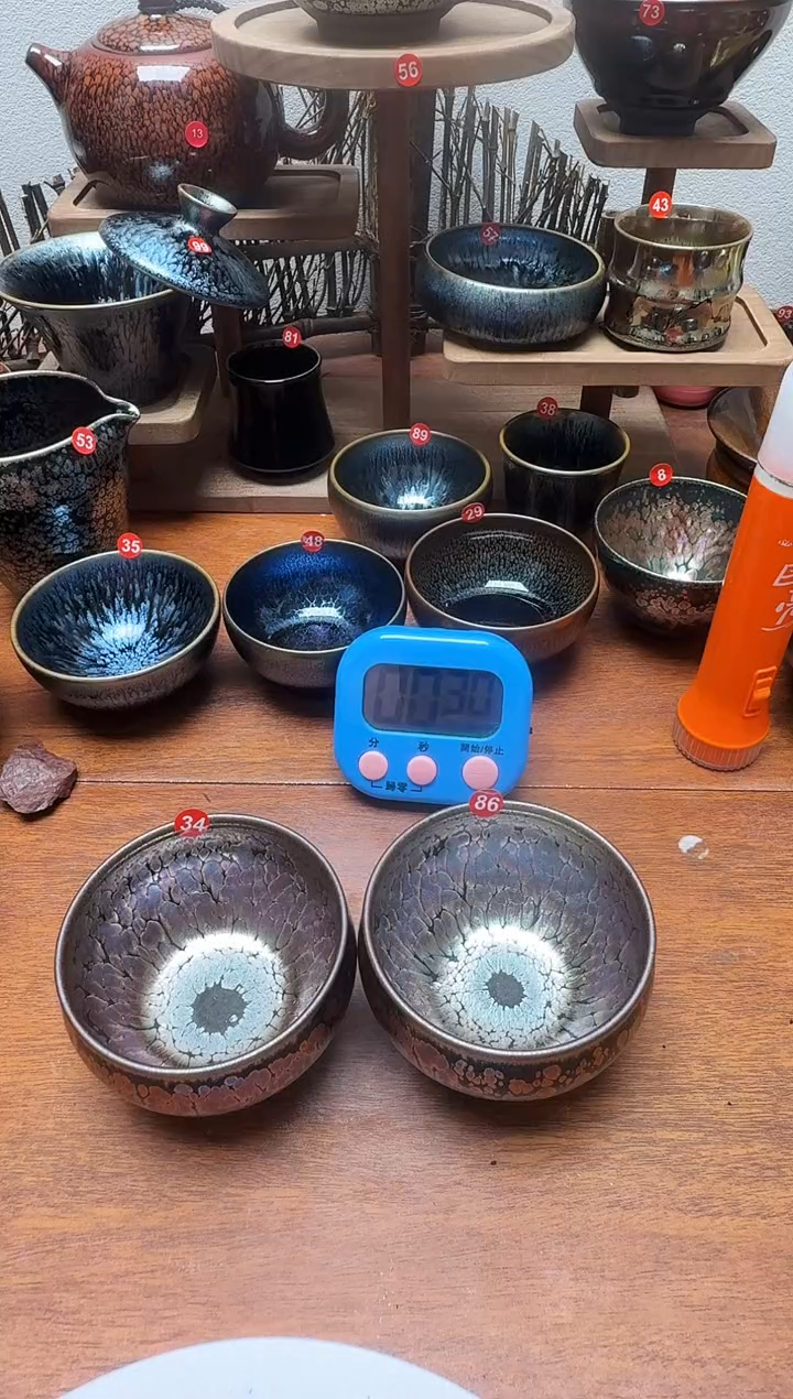 茶盏烬*生34 86号2个建盏工匠茶器