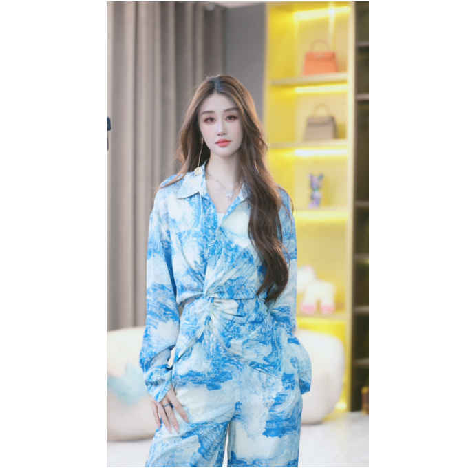 【张喜喜】2025款时尚女士春夏季百搭桑蚕丝套装 2500572