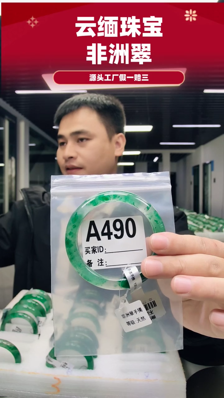 未镶嵌手镯石英质玉（非洲翠）60圈口A490