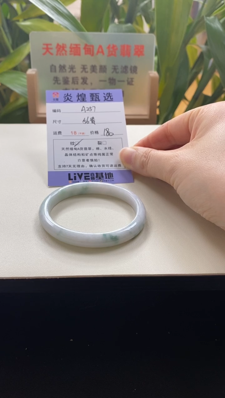 未镶嵌手镯翡翠圈口56贵妃编码a257