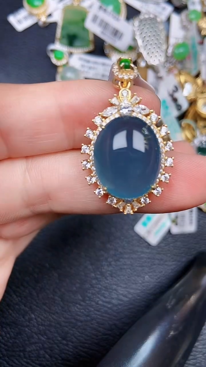 颈饰银S925镶嵌翡翠0162