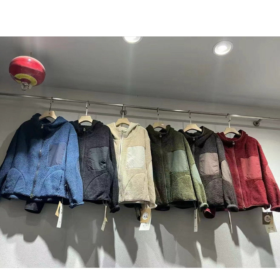 HY   毛毛拼布连帽外套