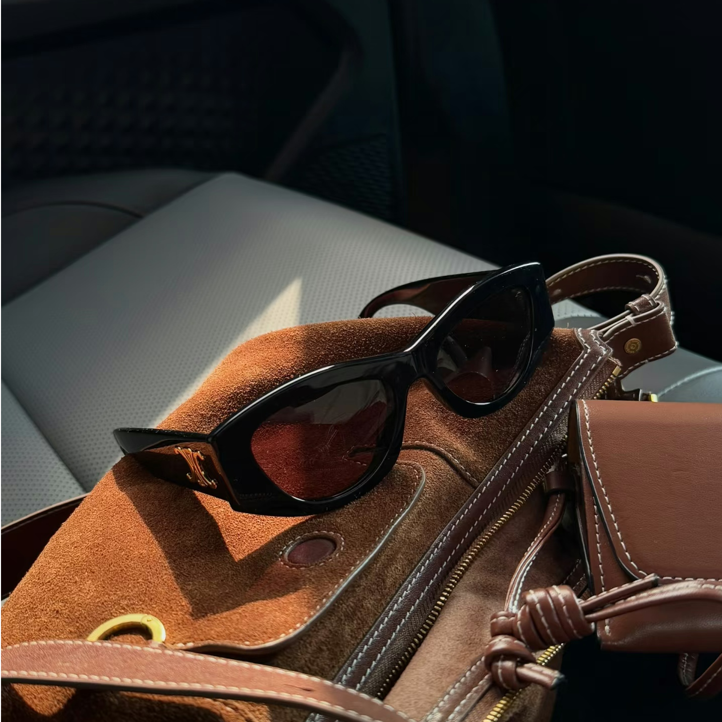 简约高级感猫眼太阳镜修饰脸型适合方圆脸欧美街拍遮阳