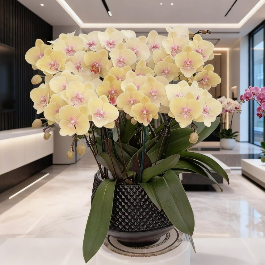【芒果慕斯】-梦茜儿花坊蝴蝶兰绿植带盆