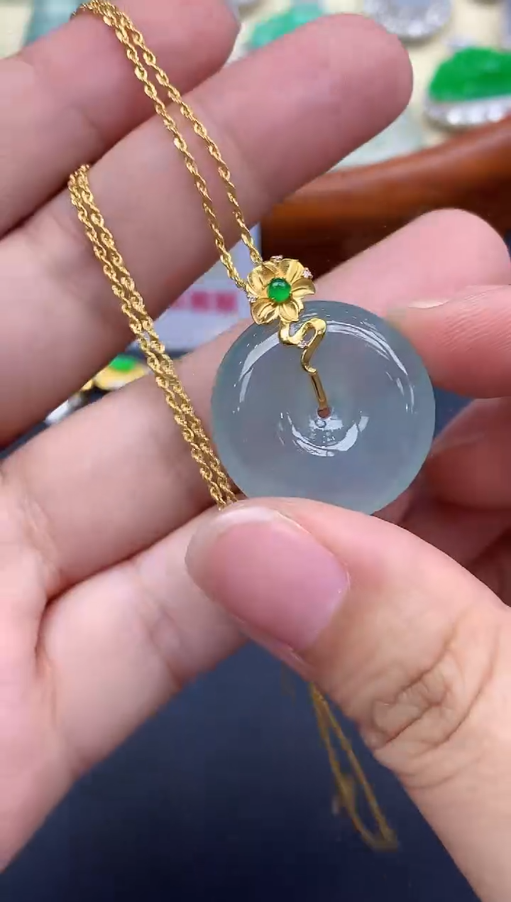 颈饰18K金镶嵌翡翠365-中国好珍宝