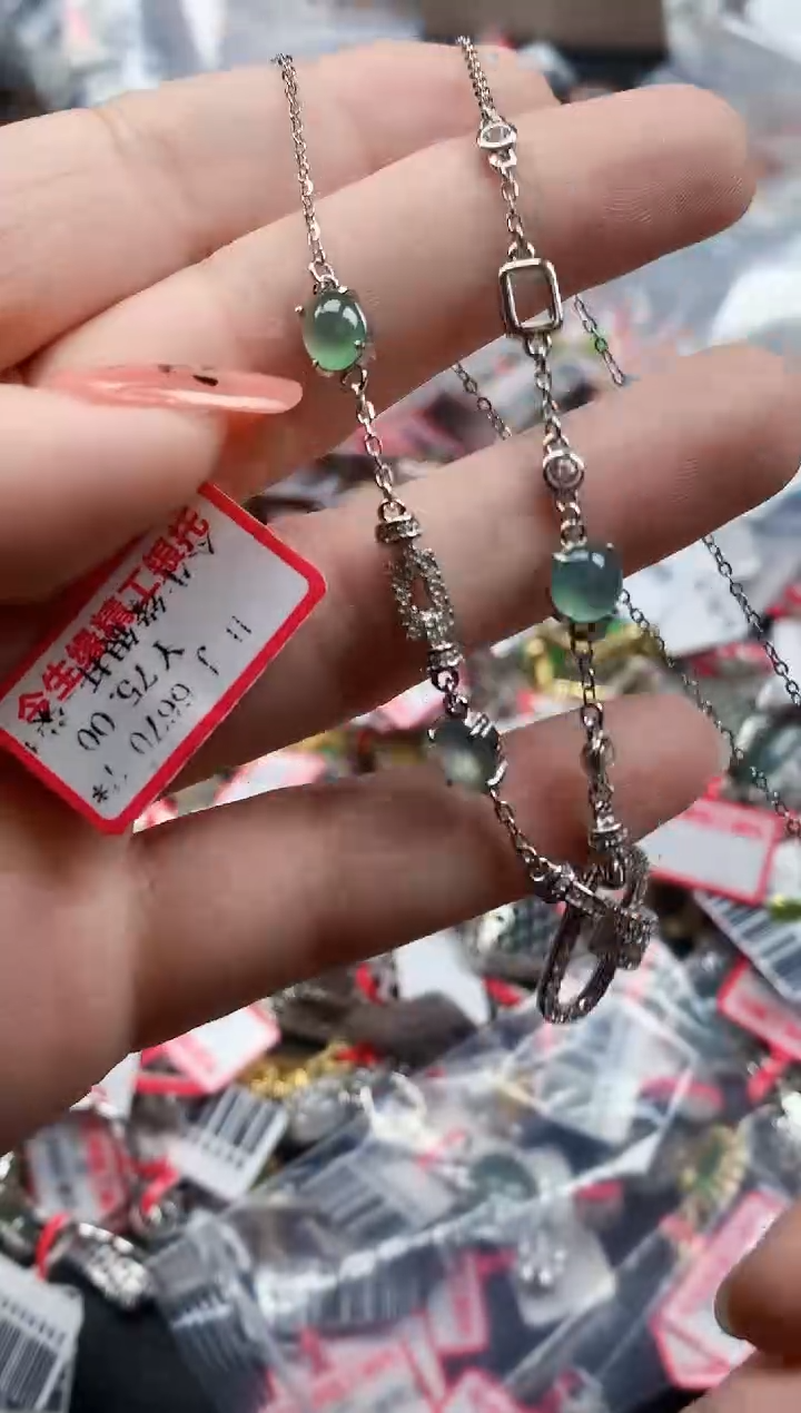 银S925镶嵌戒指翡翠天然A货缅甸翡翠