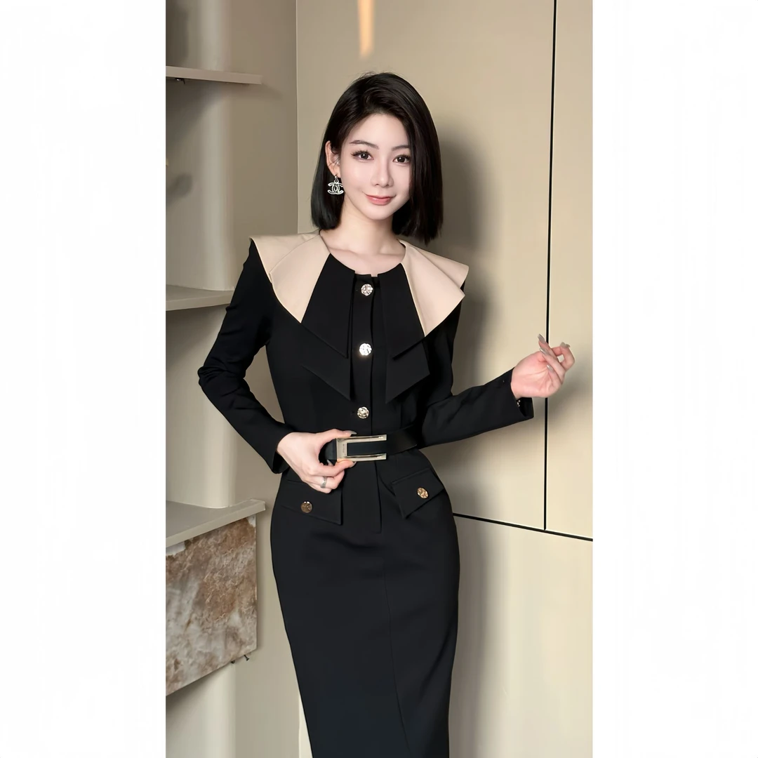 秋季2024新款气质高级感品质女装显瘦中长款连衣裙9221
