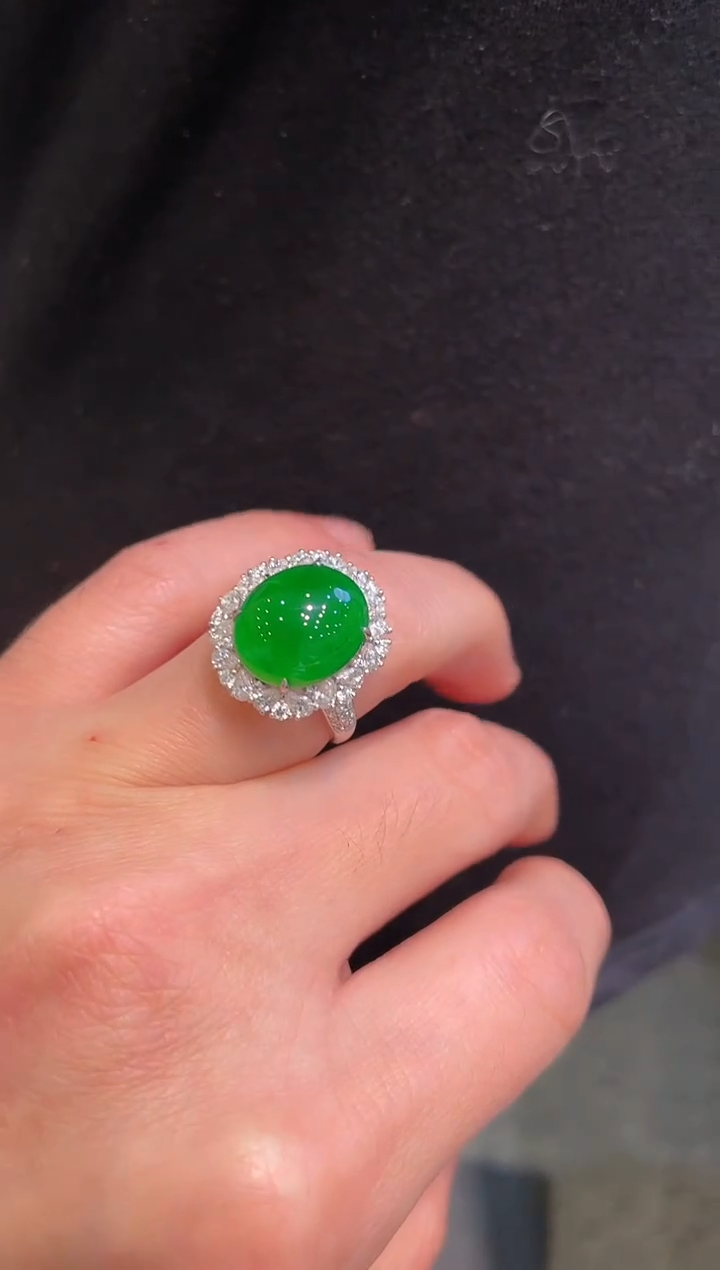 【闪购商品】翡翠颈饰18K金镶嵌A48戒指