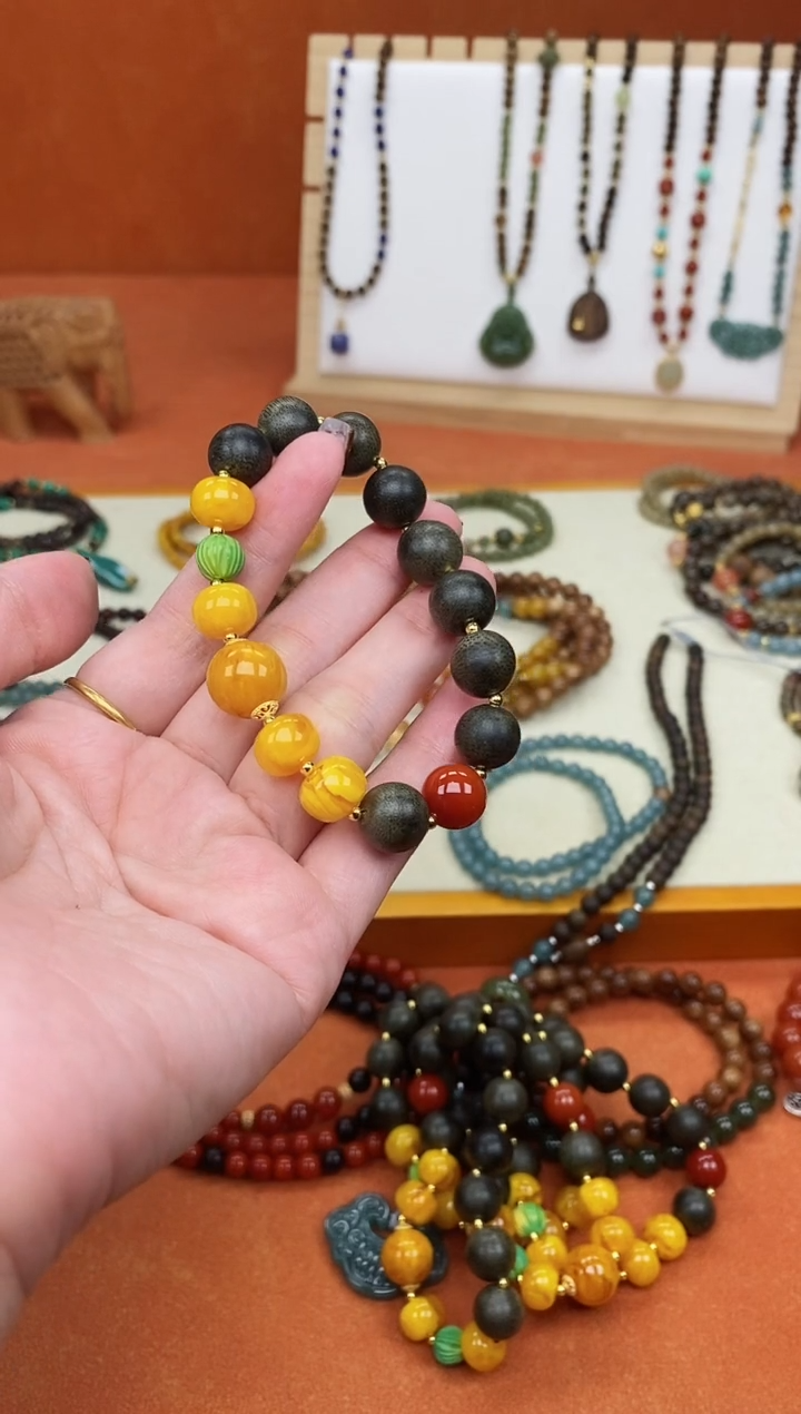 手串檀香木未镶嵌单圈柬埔寨老蜡手串