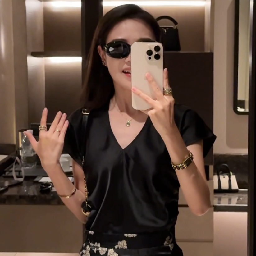 【米卡私服】夏季舒适桑蚕丝显瘦短袖上衣