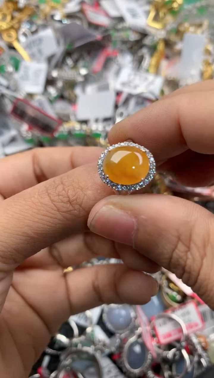 银S925镶嵌戒指翡翠12             9