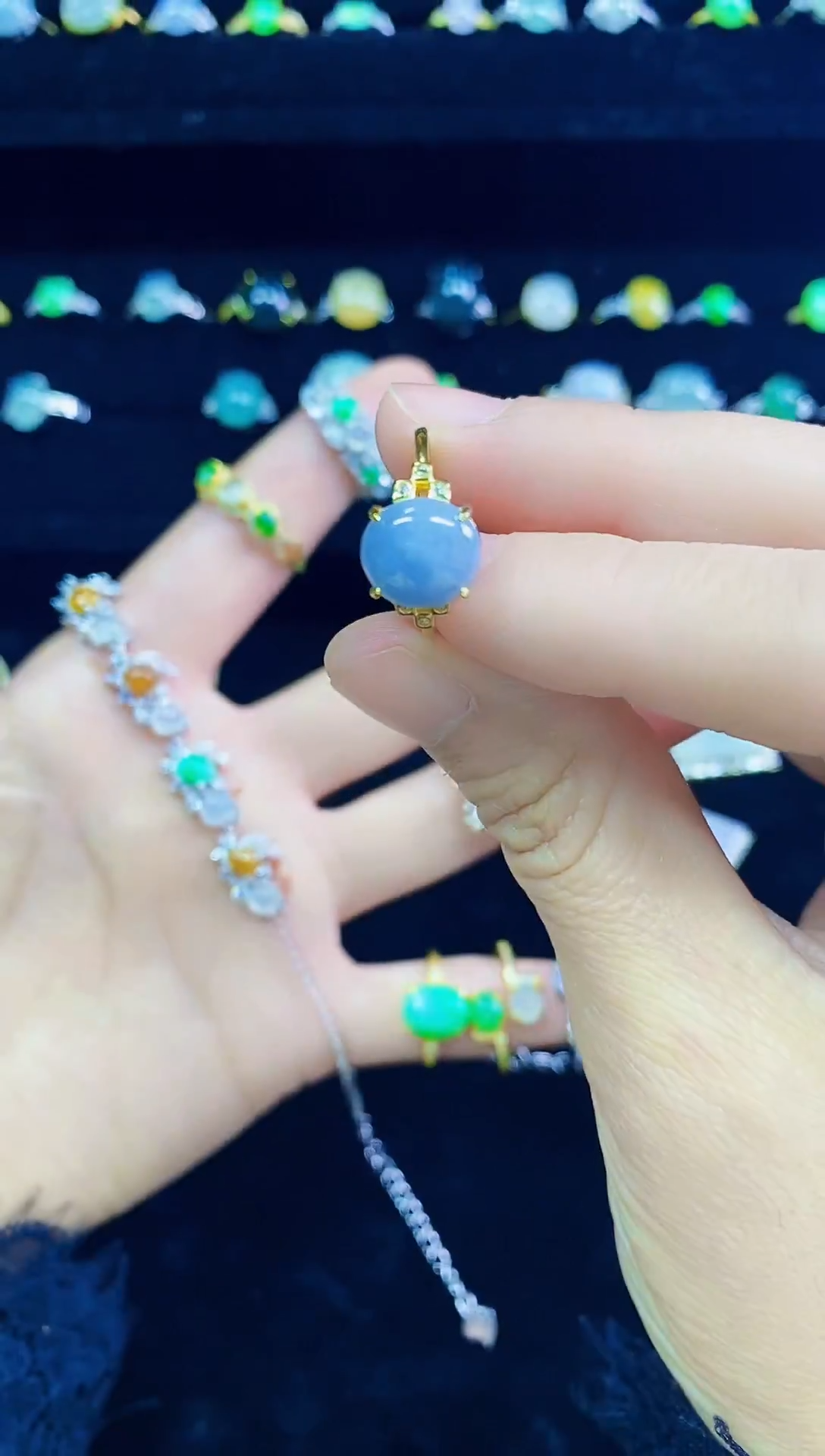 银S925镶嵌戒指翡翠翡翠戒指925银镶