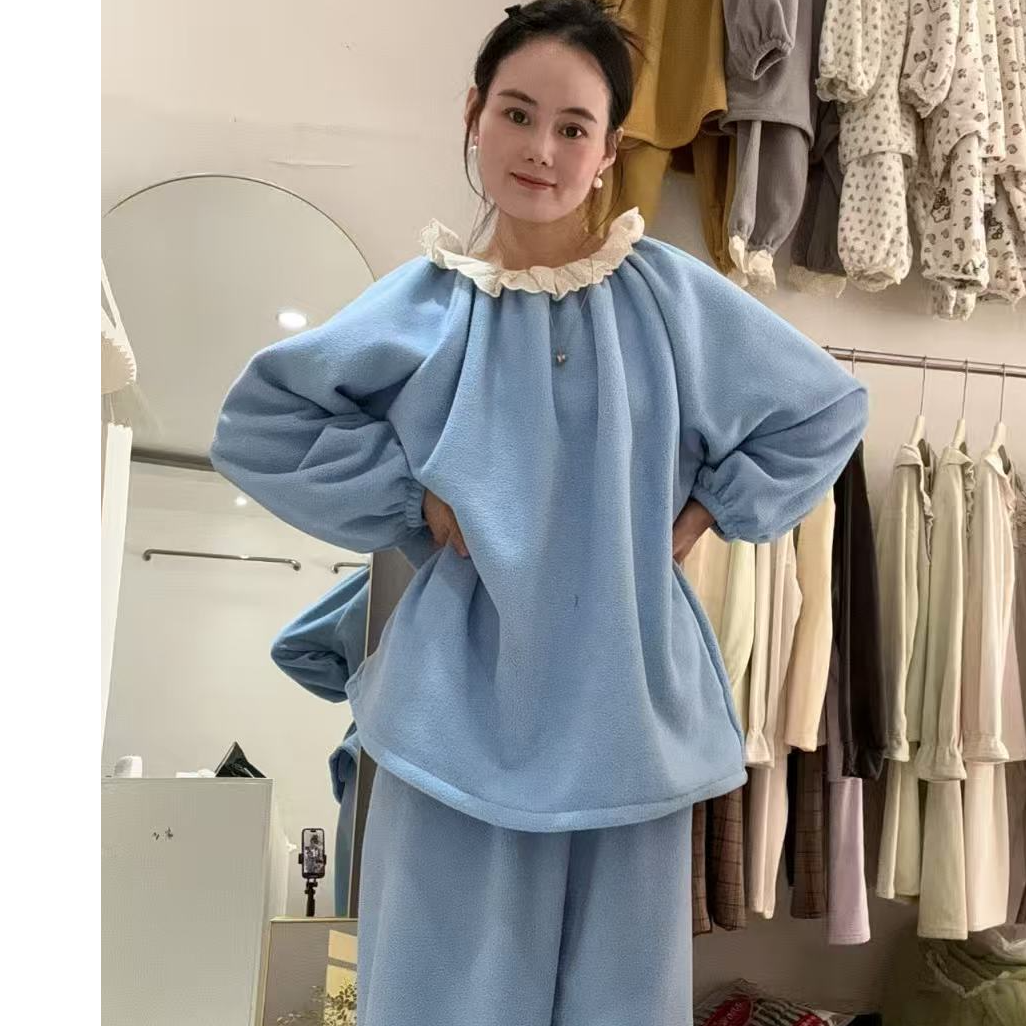 【甜甜家居服】秋冬新品圆领花边套装