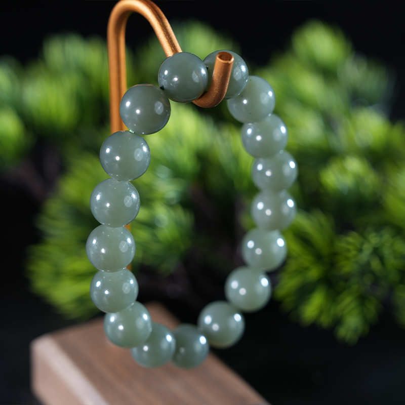 lot89 和田玉且莫蓝手串/DW51226-046471 保利山东