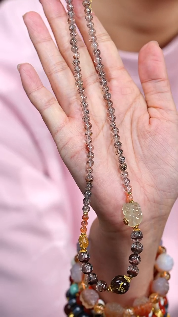 未镶嵌颈饰水晶S53673多样性发一黑超七项链