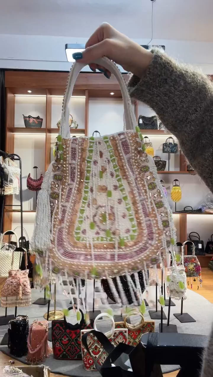 织物乄*手工珠珠包包腋下斜跨包手拿包手提晚宴包 