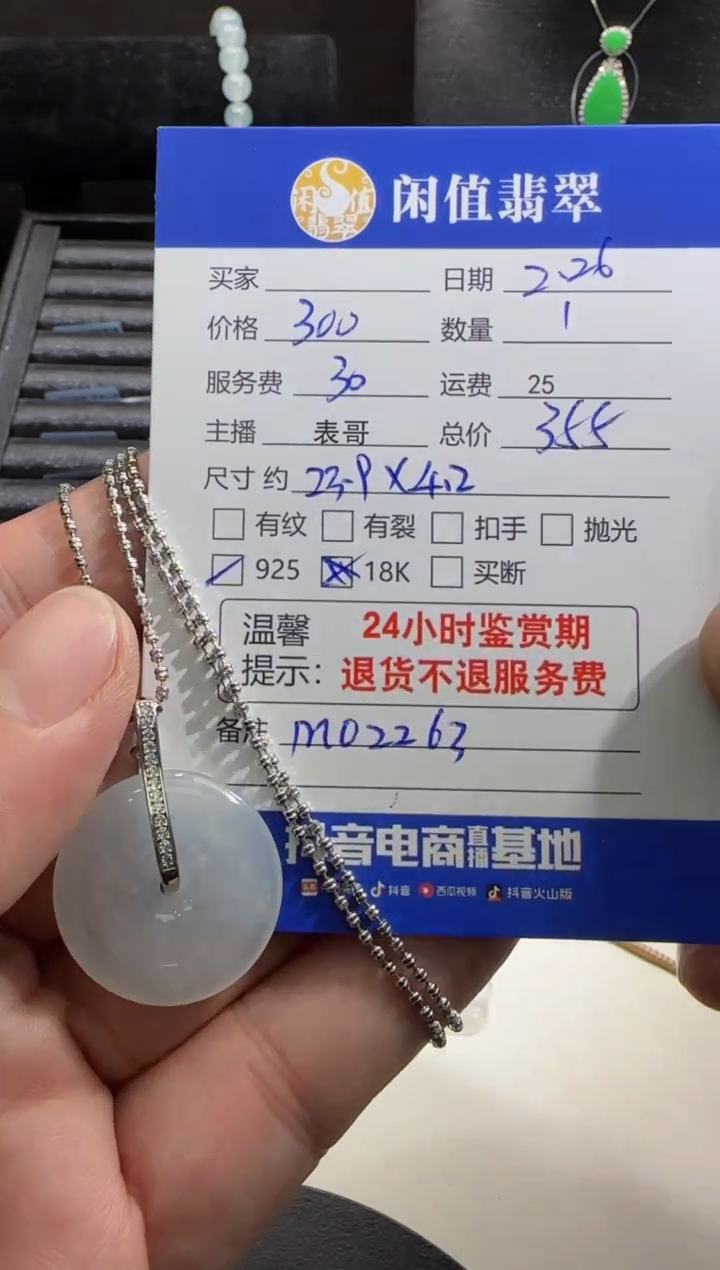 【闪购商品】翡翠吊坠(赠链)银S925镶嵌翡翠项链