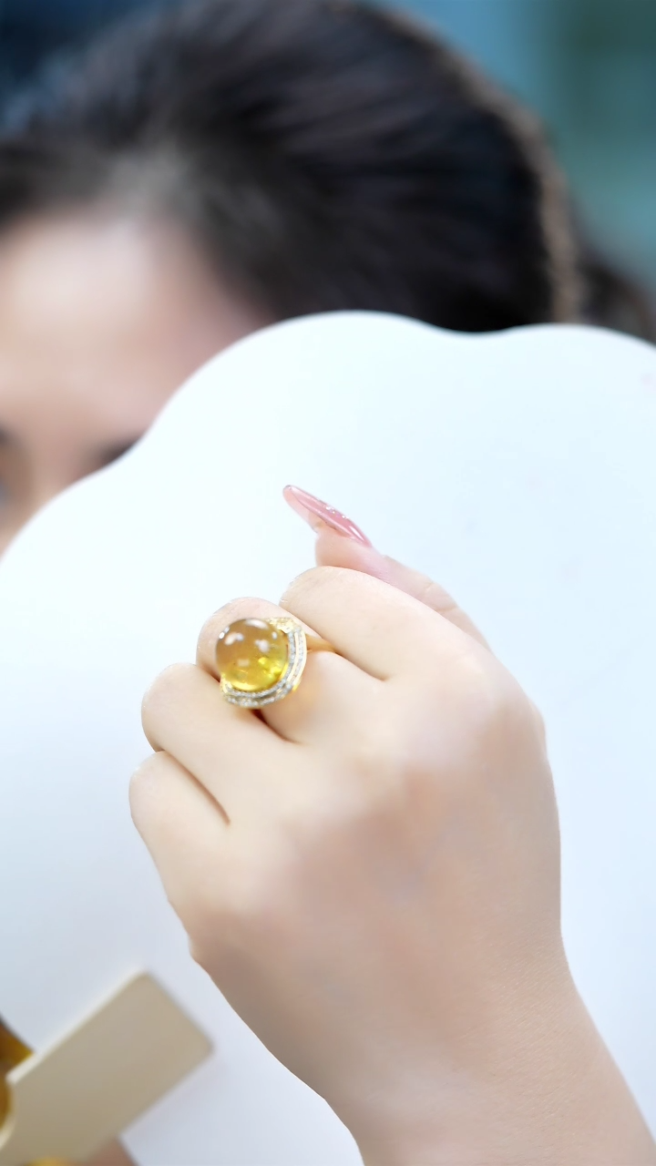 【闪购商品】蓝珀戒指银S925镶嵌14+墨西哥净水蓝珀水立方戒指