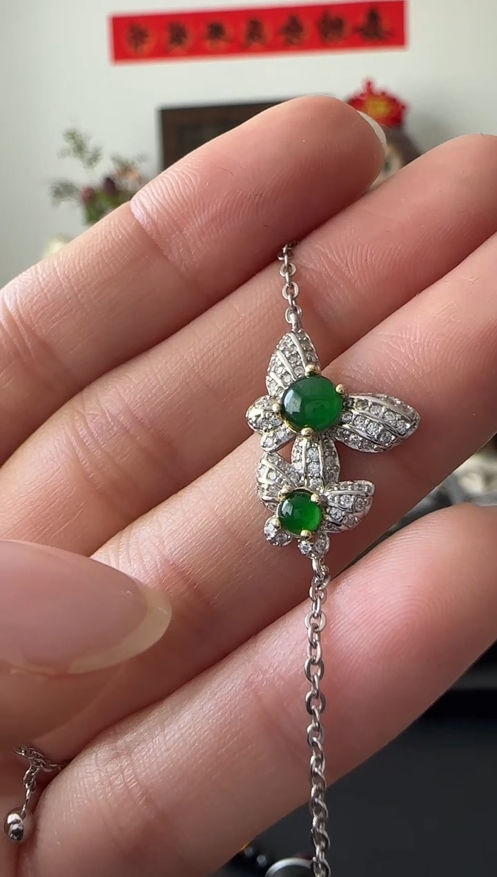 【闪购商品】翡翠手链银S925镶嵌手链