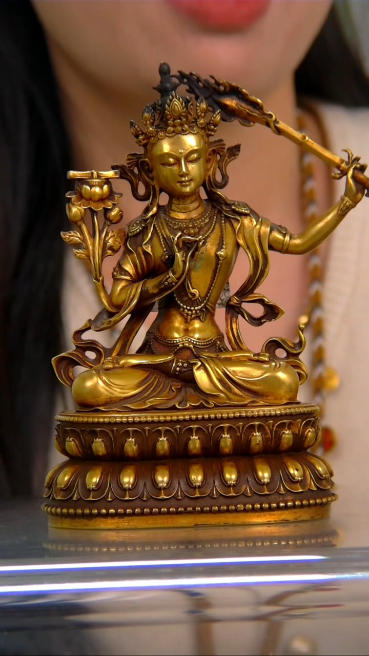 【闪购商品】紫铜鎏金，15分文殊W20302-Z