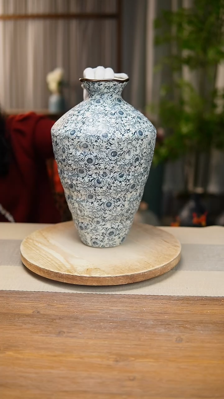 【闪购商品】陶瓷  花器青花瓷向日葵高脚