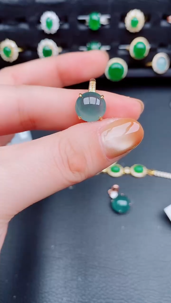 【闪购商品】翡翠戒指银S925镶嵌天然a货翡翠499