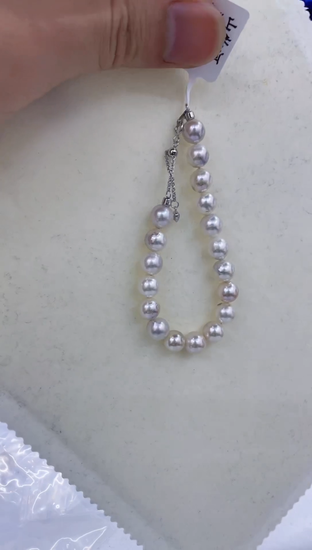 银S925镶嵌手链海水珍珠     