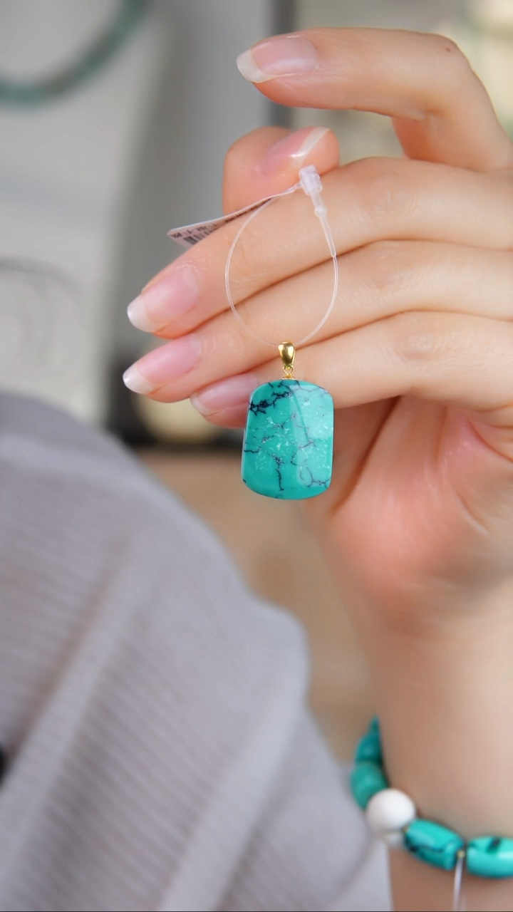 18K金镶嵌绿松石吊坠(不含链)1