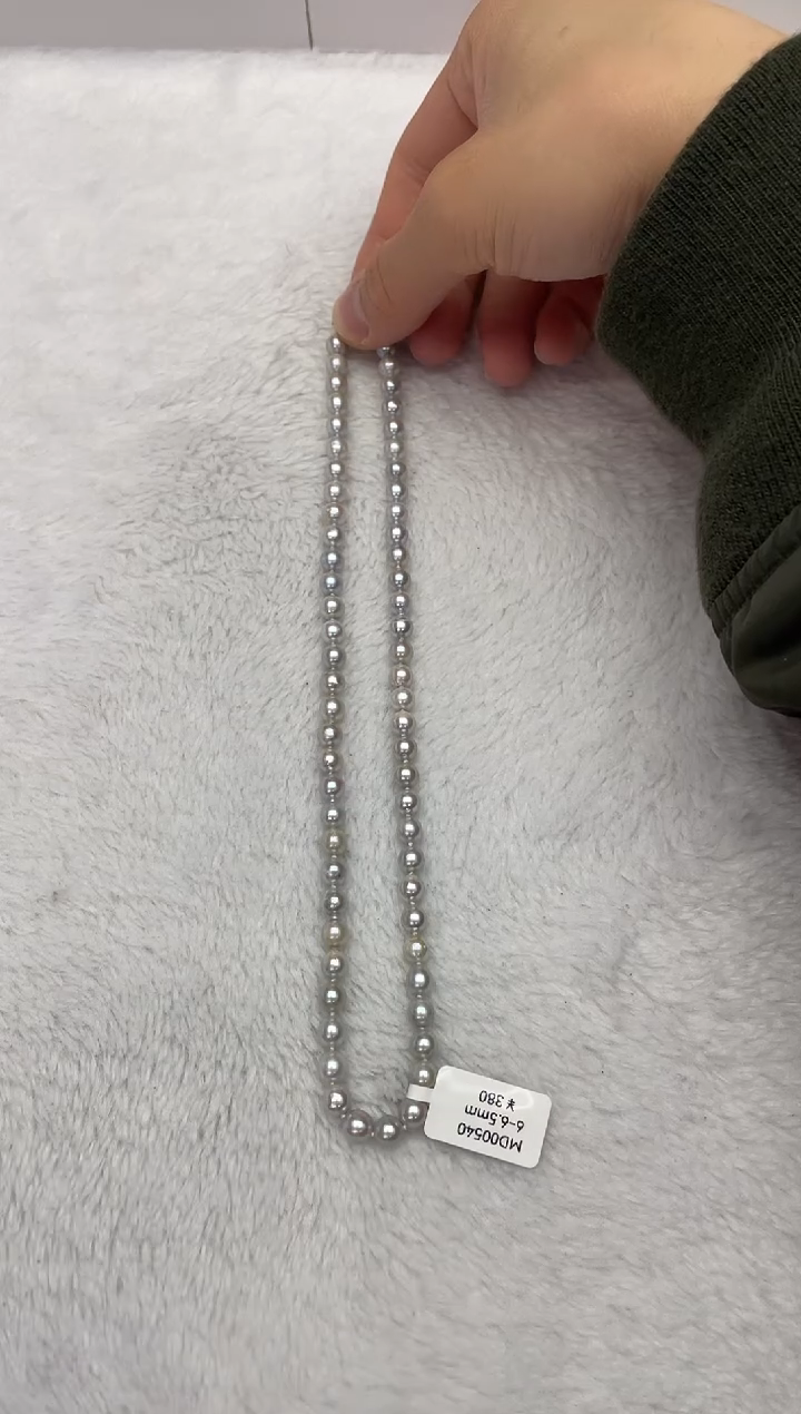 【闪购商品】海水珍珠项链银S925镶嵌AK真多麻6-6.5mm（多样性发一）