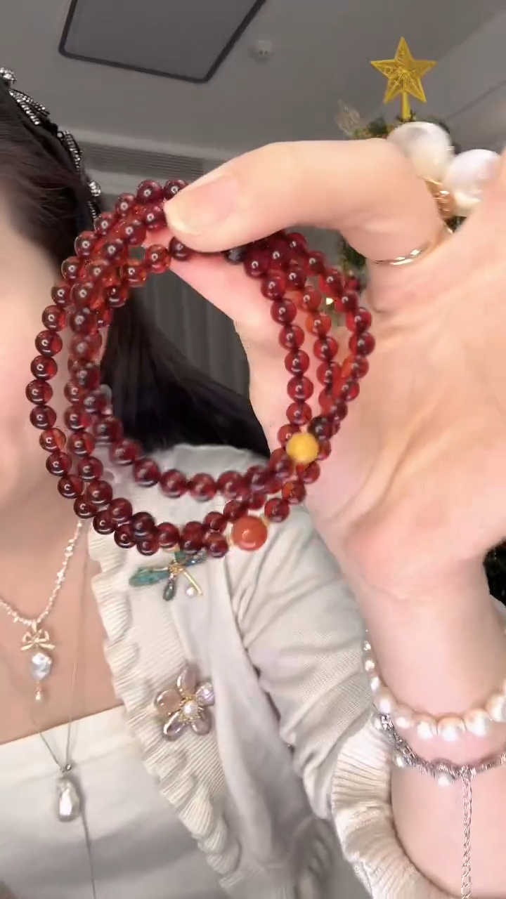手链血珀未镶嵌血珀三串手链