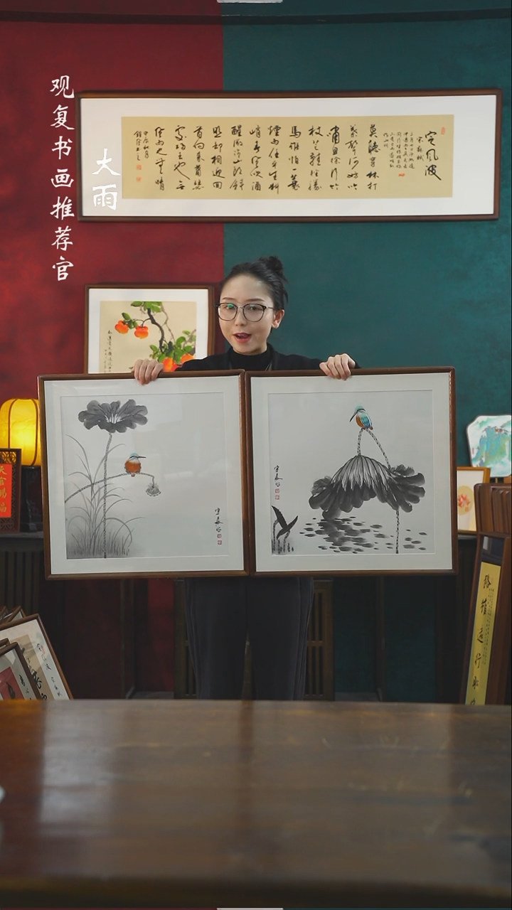 【闪购商品】书法李宇晨1/2-53*53绘画手绘同款一对