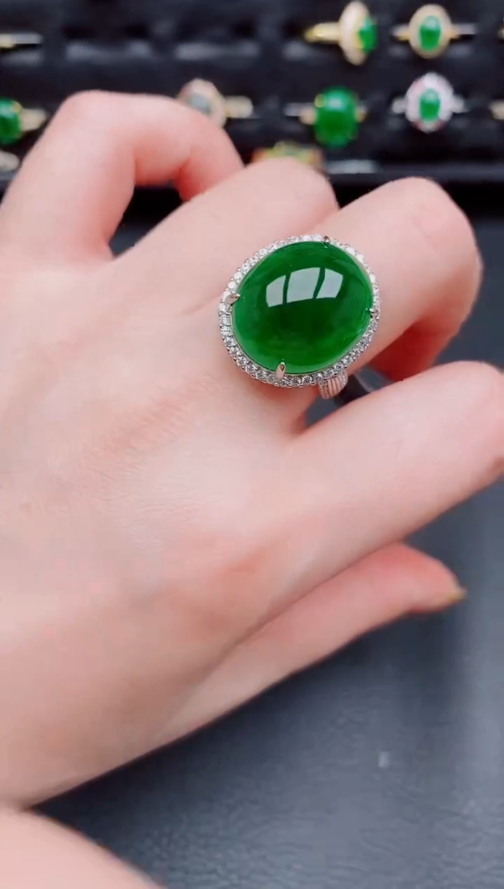 【闪购商品】翡翠戒指银S925镶嵌天然a货翡翠151