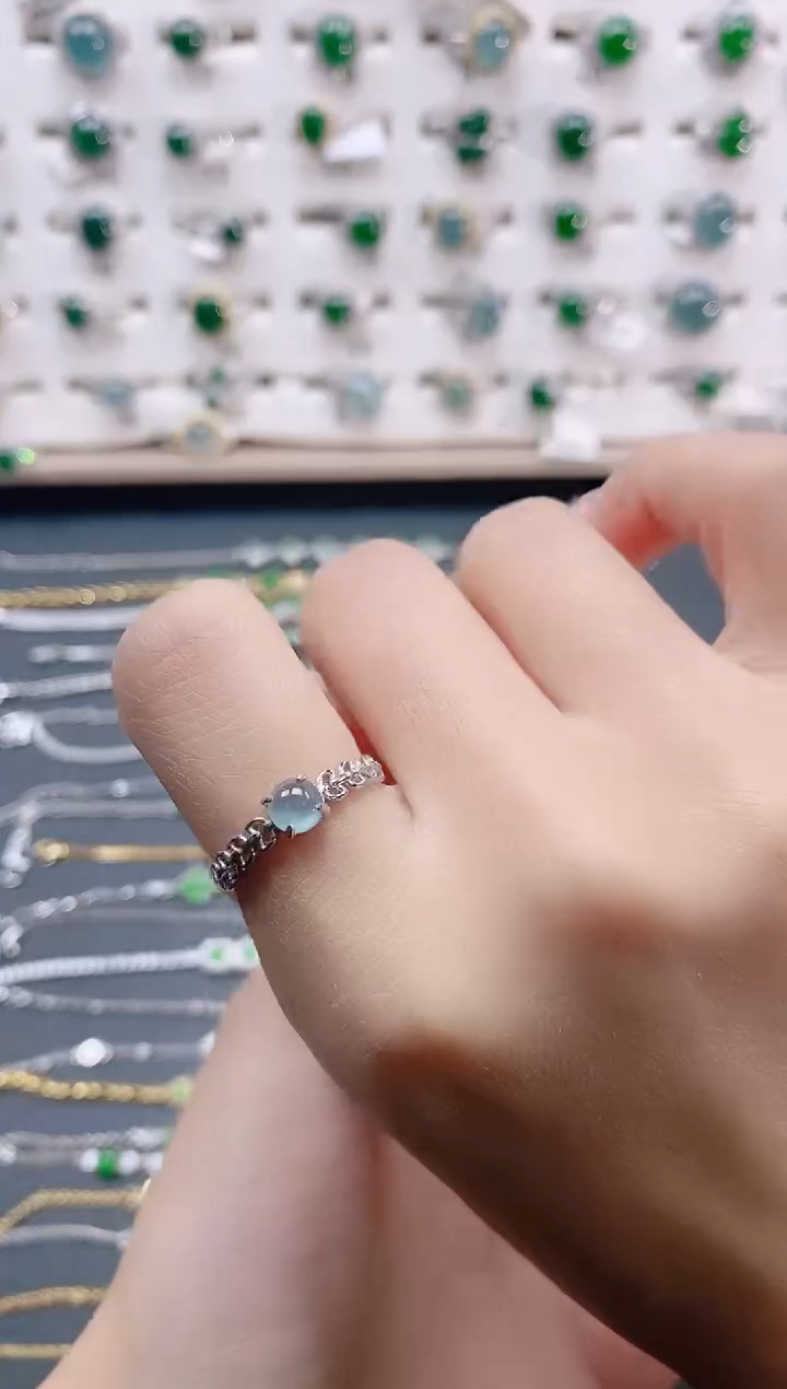 【闪购商品】翡翠戒指银S925镶嵌天然翡翠