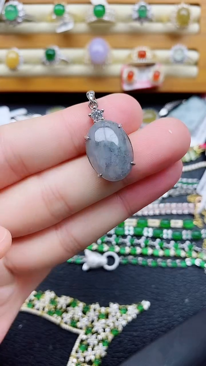 银S925镶嵌戒指翡翠1