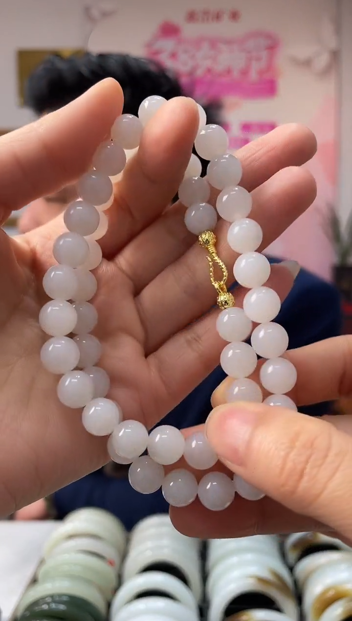 【闪购商品】和田玉颈饰未镶嵌且末天泰高品冰白卡10-9美人链发一