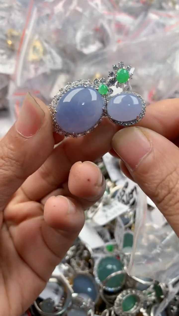 银S925镶嵌戒指翡翠3333----3