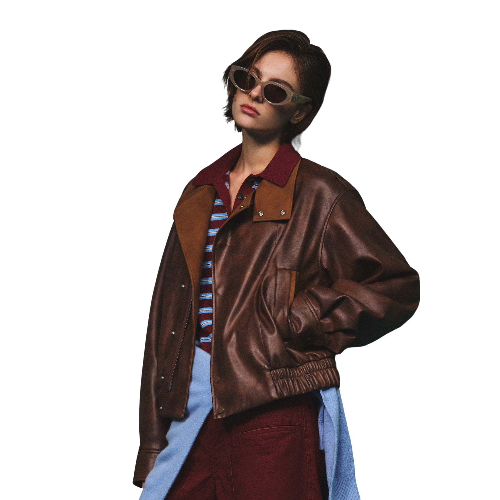 【DoubleCheck】Not-Boring Boreboi做旧特殊剪裁 立领翻领机车夹克