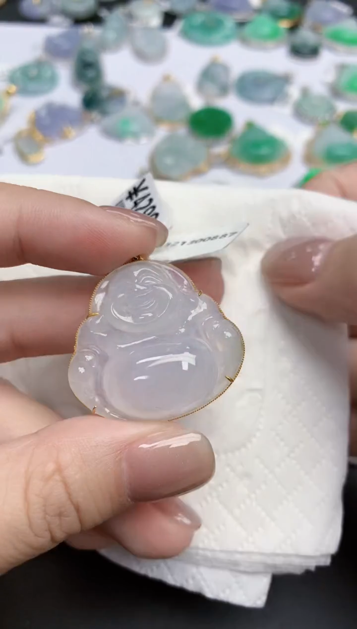 【闪购商品】翡翠颈饰18K金镶嵌天然缅甸翡翠A货